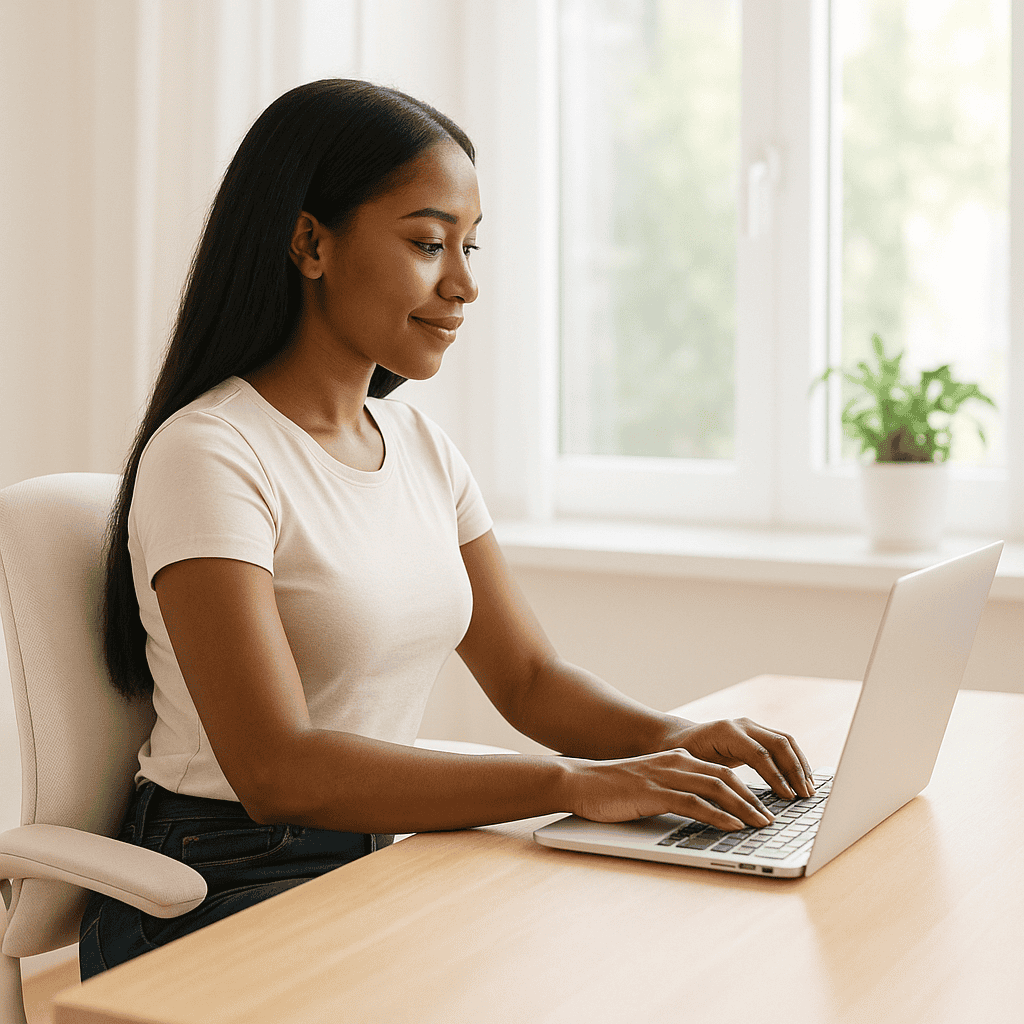  Femme assise à son bureau, stressée et fatiguée, symbolisant l’impact du stress sur la performance et le bien-être. 